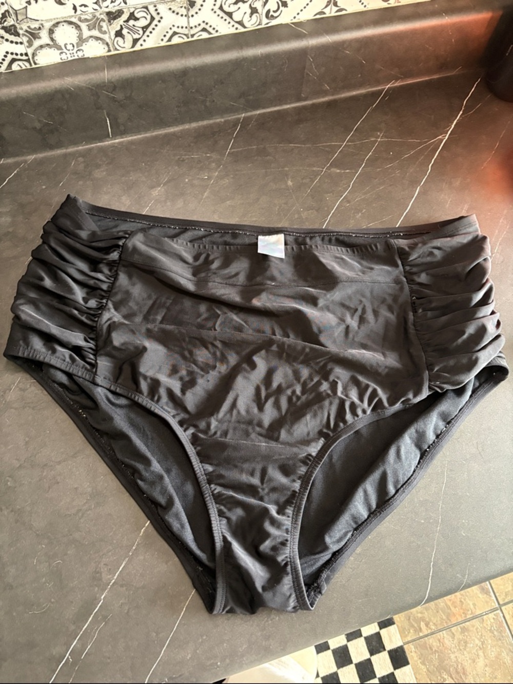 Kona Sol Black High-Waist Bikini Bottoms